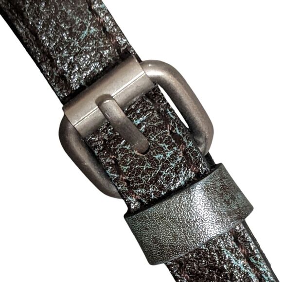 Patricia Nash tooled turquoise brown leather crossbody Porcili texture filigree - Picture 7 of 10